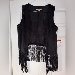 NEW Black Fringe Vest women size M/L